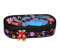 Disney Stitch Aloha Estuche Escolar Compartimentos, bolsita para niñas, Negro 5x20x9cm (Stitch Compartimentado E)