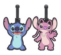 Disney Stitch and Angel - Juego de 2 etiquetas de identificación para maleta con correas ajustables, multicolor, talla única, multicolor, Disney Stitch and Angel - Juego de 2 etiquetas de