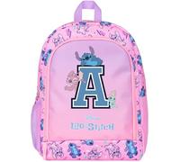 Disney Stitch and Lilo - Mochila escolar personalizada para niñas, color rosa, tamaño A4, 2 compartimentos, bolsa de viaje con bolsillos de malla y correas acolchadas ajustables para el hombro, rosa