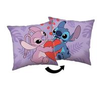 Disney Stitch Angel Cojín Decorativo Cuadrado de Doble Cara, Ornamental 40x40 cm, Oeko-Tex (D)