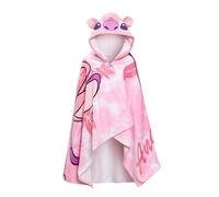 Disney Stitch Angel Toalla con capucha para niñas, Poncho, 100% algodón, toalla de baño para niños, toalla de playa, envoltura de natación, bata cambiadora para niños
