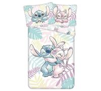 Disney Stitch Angel Two-Sided, Juego de Cama Infantil de algodón con Cremallera, 100% Ambos 140x200cm+50x70cm Oeko-Tex (fórmula 4)