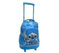 Disney Stitch Azzurro Zaino Trolley Grande Con Ruedas + Neceser + Bolsa Escuela