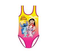 Disney Stitch Bañador para Niña, Bañador de Una Pieza Stitch Angel Lilo y Scrump Bañador de Natación Infantil, Talla 10 Años | Naranja