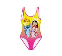 Disney Stitch Bañador para Niña, Bañador Una Pieza Diseño Stitch Angel Lilo y Scrump, Natación Infantil, Talla 8 Años | Naranja