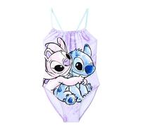 Disney Stitch Bañador para Niña, Diseño Stitch y Angel Bañador de Una Pieza Infantil, Bañador de Natación para Niñas, Talla 12 Años | Lila