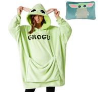 Disney Stitch Batamanta con Capucha Adultos - 2 en 1 Sudadera de Forro Polar Grande Baby Yoda - Regalos Stitch Navidad (Verde Baby Yoda)