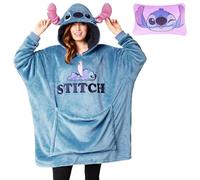 Disney Stitch Batamanta con Capucha Adultos - 2 en 1 Sudadera de Forro Polar Grande Baby Yoda - Regalos Stitch Navidad (Azul Stitch)