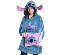 Disney Stitch Batamanta con Capucha Niños - 2 en 1 Sudadera de Forro Polar Grande Baby Yoda - Regalos Stitch Navidad (Azul Stitch)