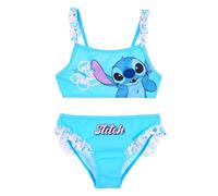 Disney Stitch Bikini Niña 3-8 Años Disfraz de Playa Dos Piezas Oficial Premium 82% Poliéster 18% Elastano Secado Rápido Fantasías Coloridas Verano, 18070 Azul Claro, 8 años