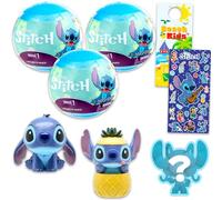Disney Stitch Blind Ball Party Favors - Paquete con 3 mini figuras de bola ciega Mash'Ems, juguetes misteriosos y calcomanías, más | Figuras de puntada para niños, niñas