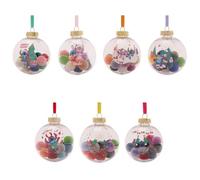 Disney Stitch - Bolas de Navidad para colgar en el árbol de Navidad (8 cm, con pompones, 7 unidades, con caja de regalo)