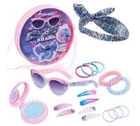 Disney Stitch Bolso Bandolera Bolsa Niña con Gafas de Sol UV400 y Accesorios Pelo Bolso con Accesorios para Niñas (Rosa/Azul Stitch)