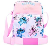 Disney Stitch Bolso Bandolera Niña con Correa Ajustable Bolsa Niña para Movil Dinero Ideal para Salidas y Vacaciones Ideas de Regalos (Rosa Stitch Angel)