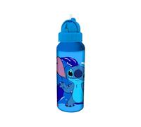 Disney Stitch Botella Reutilizable, Cantimplora Stitch Diseño Resistente, Botella de Agua para Niñas, Botella Viaje con Pajita, Capacidad 550 ml (Azul)