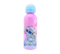 Disney Stitch Botella Reutilizable, Diseño Stitch y Scrump, Aluminio Resistente Botella de Agua para Niñas, Botella de Viaje Infantil, Capacidad 500 ml | Rosa