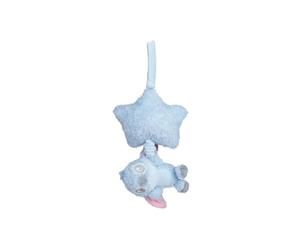 Disney Stitch - Caja de música de peluche con melodía para dormir, tela suave, personaje detallado, juguete calmante para bebé, color azul, longitud total aprox. 33 cm, a partir de 0 meses