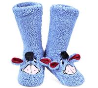 Disney Stitch Calcetines Antideslizantes Mujer Invierno, Zapatillas de Estar por Casa Divertidos, EU 35-41, Regalo para Ella (Azul Sherpa Eeyore)