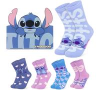 Disney Stitch Calcetines Mujer Invierno, Pack de 5 Calcetines Divertidos Cómodo, Regalos Originales Mujer y Adolescente (36/41 EU, Multi Stitch)