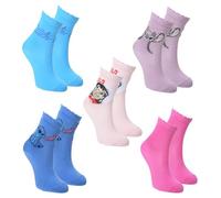 Disney Stitch Calcetines para Niña, Diseño Lilo Stitch y Angel Set de 5 Calcetines Clasicos, Talla EU 31/34