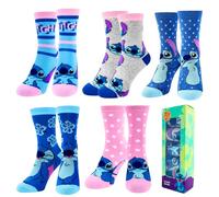Disney Stitch Calcetines para Niña, Diseño Stitch Set de 5 Calcetines Clasicos Adolescentes, Talla EU 31/34