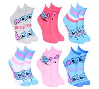 Disney Stitch Calcetines para Niñas, Set de 6 Calcetines de Algodon, Regalo Niña y Adolescentes Tallas EU 27/30 | Multicolor