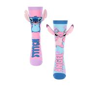 Disney Stitch Calcetines para Niñas, Set de Calcetines Altos de Algodon Diseño en 3D Stitch y Angel, Regalo Niña y Adolescentes, Talla Unica