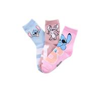 Disney Stitch Calcetines para niños - Pack de 3 Calcetines con licencia para niñas | Calcetines de algodón transpirables con diseño de Stitch y Ángel | Suaves y amigables con la piel, multicolor, 31