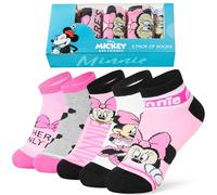 Disney Stitch Calcetines Tobilleros Niña, Pack de 5 Calcetines Originales para Niñas y Adolescentes, Regalos para Niños (Rosa Minnie, 30-35 EU)