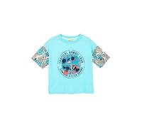 Disney Stitch - Camiseta para niña, 100% algodón, camiseta de verano, manga corta, licencia oficial, modelo clásico o crop, tallas 3-14 años, 16007 Azul Claro, 12 años