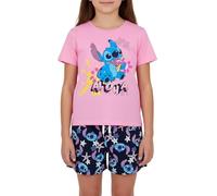 Disney Stitch Camiseta y Pantalón Corto para Niña, Diseño 'Aloha' Pijama Conjunto 2 Piezas para Niñas, Talla 12 Años | Rosa