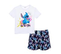 Disney Stitch Camiseta y Pantalón Corto para Niña, Diseño 'Aloha' Pijama Conjunto 2 Piezas para Niñas, Talla 16 Años | Blanco
