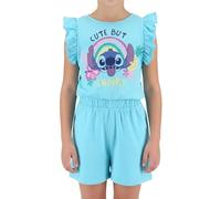 Disney Stitch Camiseta y Pantalón Corto para Niña, Diseño 'Cute But Cheeky' Pijama Mono Corto Conjunto Una Pieza para Niñas, Talla 8 Años | Azul