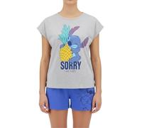 Disney Stitch Camiseta y Pantalón Corto para Niña, Diseño 'Sorry I Was Hungry' Pijama Conjunto 2 Piezas para Adolescentes, Talla 12 Años | Azul