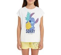 Disney Stitch Camiseta y Pantalón Corto para Niña, Diseño 'Sorry I Was Hungry' Pijama Conjunto 2 Piezas para Adolescentes, Talla 16 Años | Amarillo