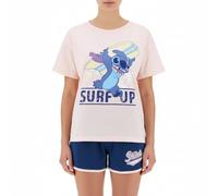 Disney Stitch Camiseta y Pantalón Corto para Niña, Diseño 'Surf Up' Pijama Conjunto 2 Piezas para Niñas, Talla 10 Años | Rosa
