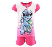 Disney Stitch Camiseta y Pantalón Corto para Niña, Pijama Algodón Suave, Diseño Stitch y Rana Conjunto 2 Piezas Verano, Tallas 6 a 12 Años (FR/ES, Edad, 6 años, Regular, Fuchsia)