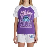 Disney Stitch Camiseta y Pantalon para Niña, Conjunto 2 Piezas Camiseta Manga Corta y Pantalon Corto, Talla 10 Años | Morado