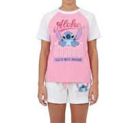 Disney Stitch Camiseta y Pantalon para Niña, Conjunto 2 Piezas Camiseta Manga Corta y Pantalon Corto, Tallas 8 a 14 Años (Rosa, 14 Años)