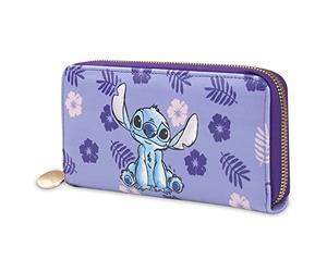 Disney Stitch - Cartera para Mujer, Adolescente y niña, Monedero para Mujer y Tarjeta con Cremallera, Púrpura, Taille Unique, Moderno
