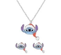 Disney Stitch Christmas - Juego de collar con colgante y pendientes de tuerca para niños, talla única, Disfraz, No es una piedra preciosa