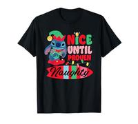 Disney Stitch Christmas Nice Until Proven Naughty Holiday Camiseta