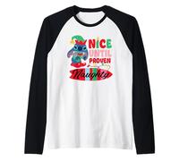 Disney Stitch Christmas Nice Until Proven Naughty Holiday Camiseta Manga Raglan