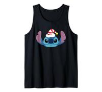 Disney Stitch Christmas Santa's Elf Hat Holiday Big Face Camiseta sin Mangas