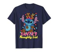 Disney Stitch Christmas Santa's Naughty List Funny Holiday Camiseta