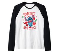 Disney Stitch Christmas Santa's Nice List Funny Holiday Camiseta Manga Raglan