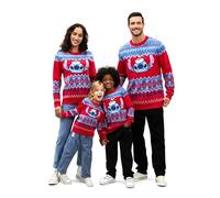 Disney Stitch Christmas - Suéter de nieve a juego para la familia, manga larga, cuello redondo, para festividades, fiestas, festivales, Rojo -, Medium