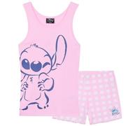 Disney Stitch Corto Conjunto Pijama Niña - Regalo para Niña (Rosa, 6-7 Años)