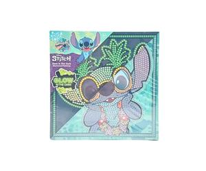 Disney Stitch Diamond Painting Set | Glow in the Dark Canvas 19x19 cm | Stitch Bastelset para niños a partir de 6 años | Juego de pintura de diamantes con accesorios | Cuadro de mosaico luminoso para