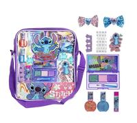 Disney Stitch ¡El Bolso de Hombro Lleno de Maquillaje Incluye Brillo de Labios, Esmalte de uñas, Lazo para el Cabello y más! para niñas, Ideal a Partir de 3 años